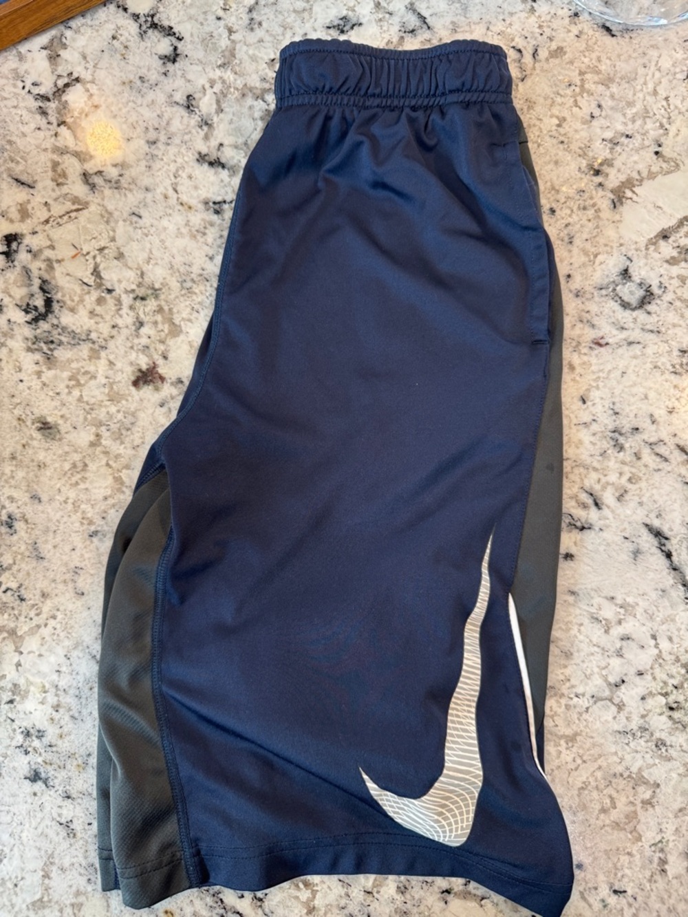 Nike Navy and Gray Training Shorts with White Swoosh